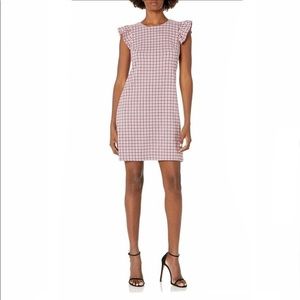 Eliza J Ruffle Sleeve Gingham Jacquard Shift Dress